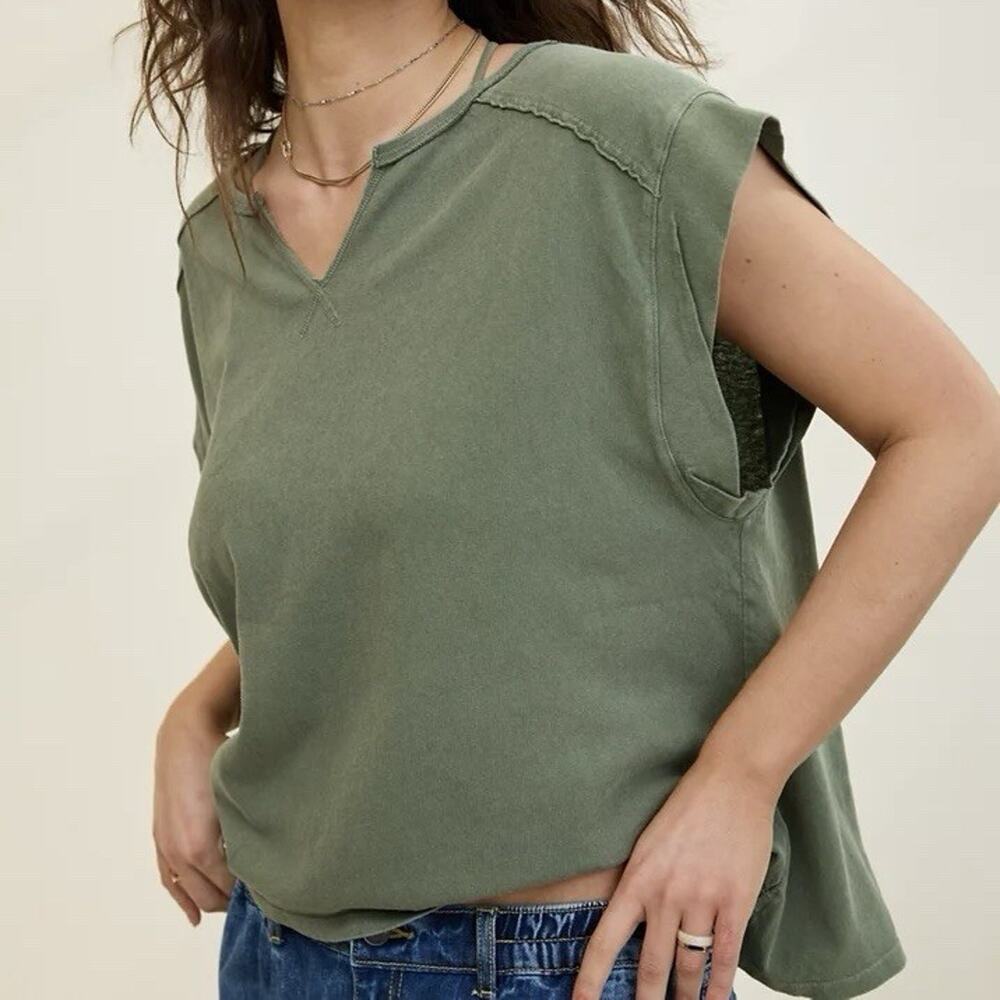 Aerie Summer Breeze Green XS Oversized Notch Neck T Shirt